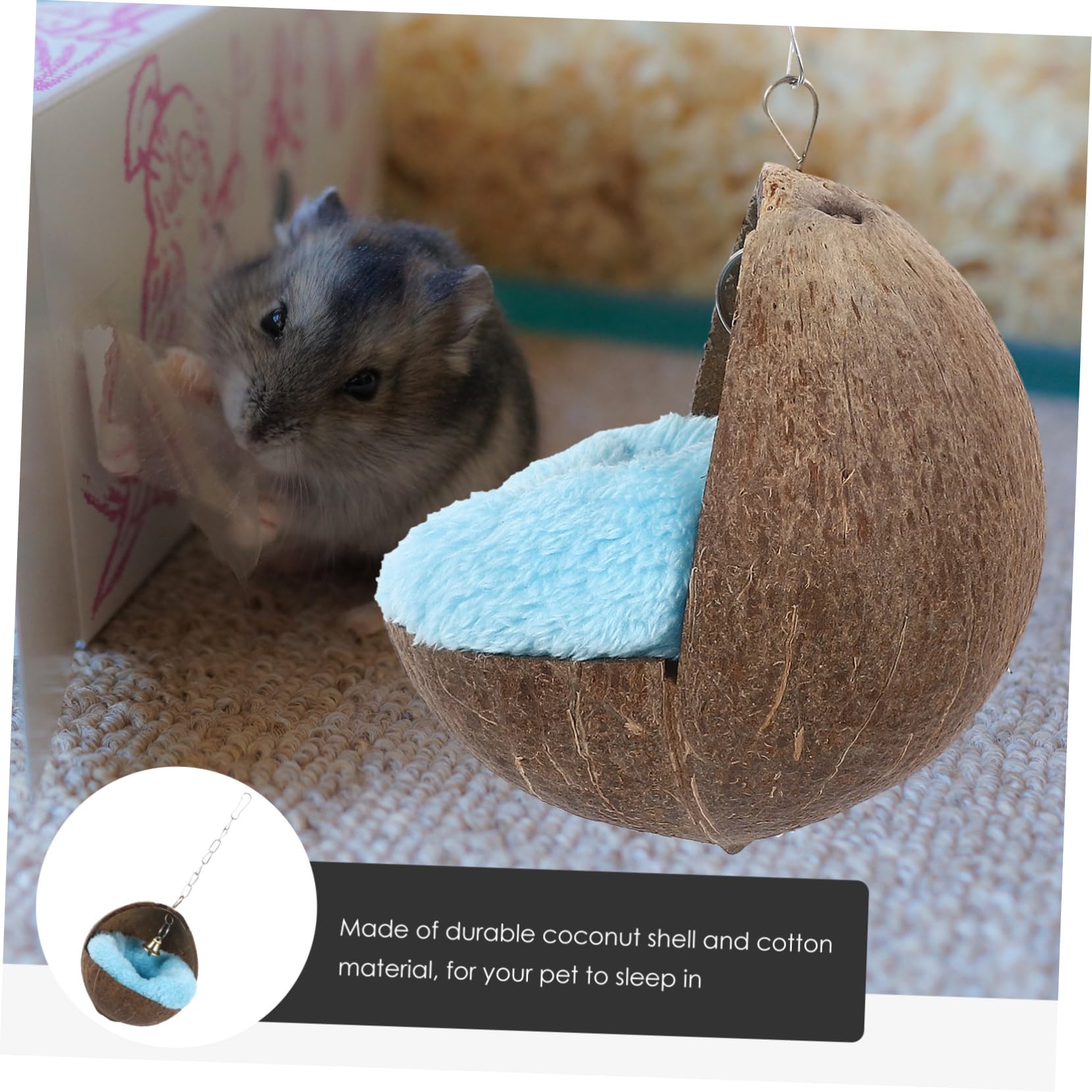 INOOMP 2stücke Coconut Shell Nest Für Hamster Meerschweinchen Und Eichhörnchen Gemütlicher Schlafplatz Natürlicher Kokosnussschale Zufällige Farben Für Kleine Haustiere