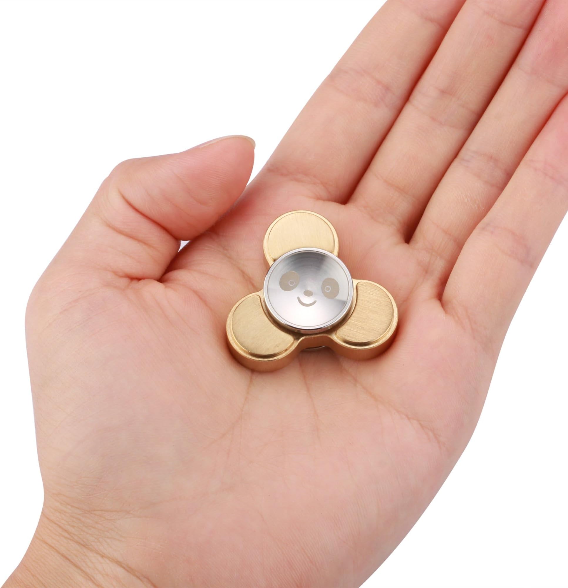 Mini Panda Hand Spinner Toy - 2 to 5 Minutes Spin Time - Durable Solid Brass Metal - R188 High Speed Bearing - Lovely Gift for Children and Kids