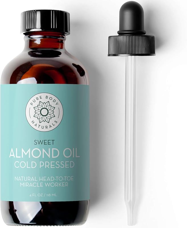 Óleo de amêndoas doces prensado a frio Pure Body Naturals, 120 mL