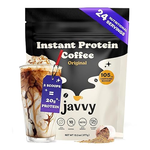 Miniatura 24 de Café Helado de Proteína de Caramelo - Proteína de Suero Premium y Cafés Helados Instantáneos - 100% Preparación en Frío Natural - Cero Sabores y