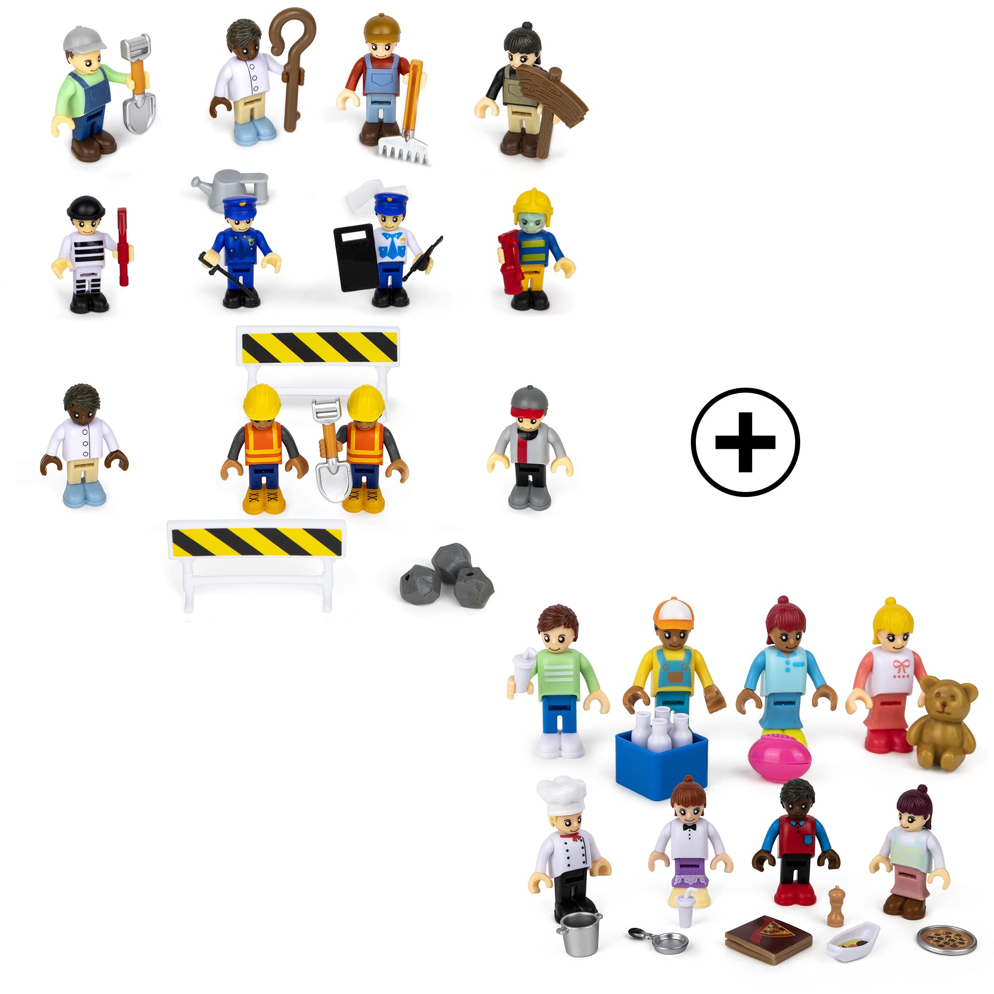 20 Toy Figures (Bundle Set) & Playsets, 2 Inch Play Peoples Set, Early Development Family Figurines for Kids, Pretend Play Toys for Children 3+ (51Pcs)