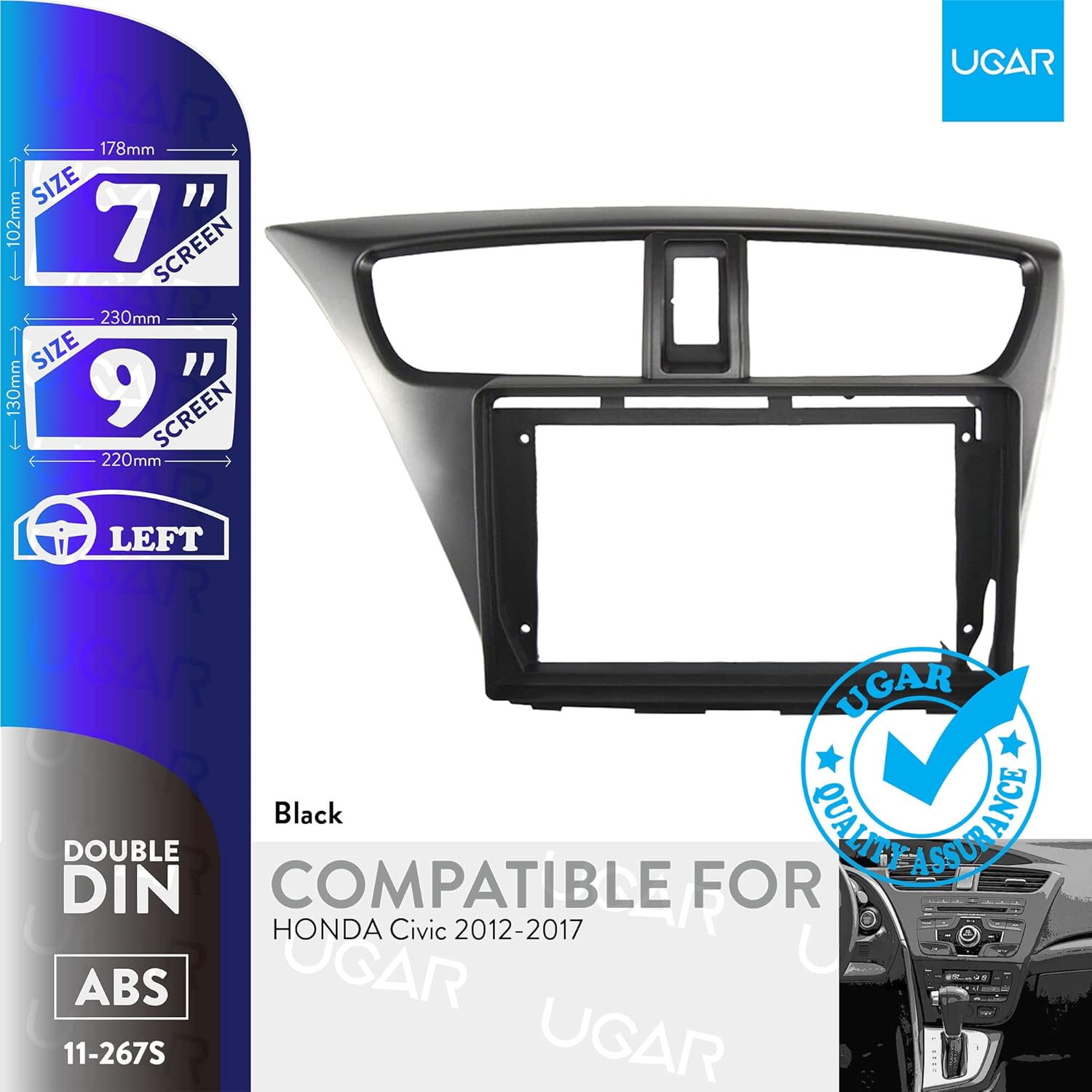 UGAR 7 inch / 9 inch Compatible for Honda Civic 2012-2017 Radio Stereo Dash Installation Mount Kit