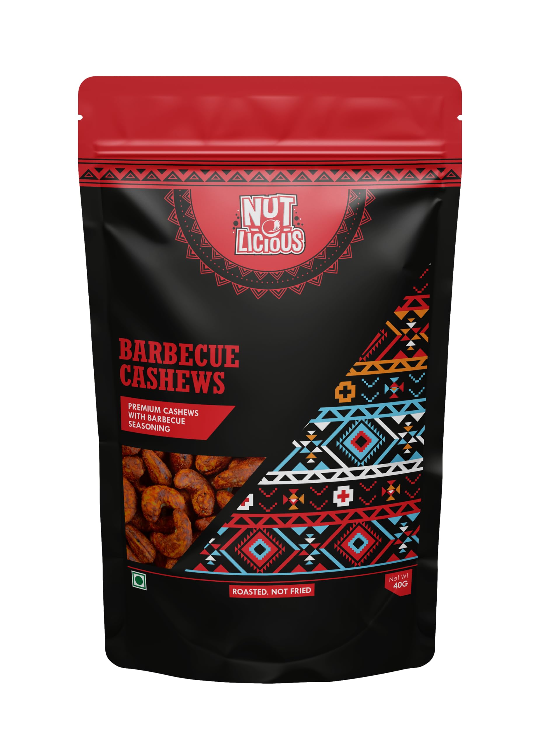 Nut-O-Licious Roasted Flavored Cashew Nuts| 40g | Authentic Barbecue Seasoning | Nutritious, Crunchy & Delicious | Healthy Cashew Snacks | Premium Kaju Badam
