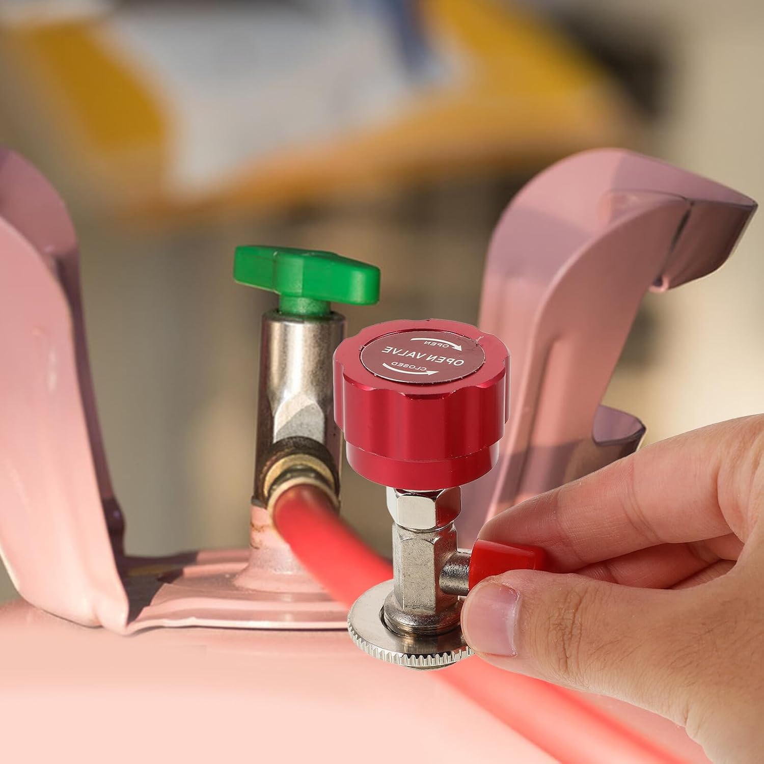 Refrigerant Can Dispensing Valve Auto Can Tap Opener Tool with Quick Connect Fittings for Car Air Conditioner System Maintenance and Ac Charging