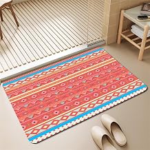 Bath Mat, Non-Slip Washable Rugs (Red 01,60x90cm) | Quick Dry Shower Mat, Thick, Soft, Absorbent Bathroom Mats, Shower Floor, Bathtub, Sink, Bohemian Style