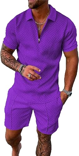 Miniatura 76 de Conjunto deportivo de 2 piezas para hombre, conjunto de pantalones cortos de verano de moda, camiseta polo casual de manga corta y pantalones cortos