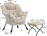 Vista 3 de HollyHOME - Silla perezosa con otomano plegable, sillón de ocio acentuado y cómodo, taburete plegable con reposapiés, sofá de ocio y silla