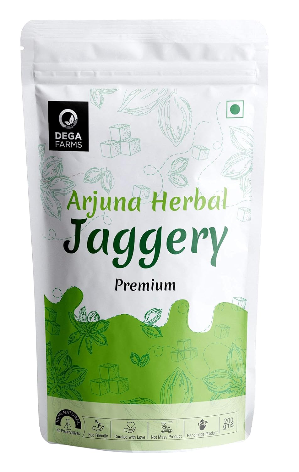DEGA FARMS Premium Arjuna Herbal Jaggery - 200GM Each (Pack of 2)| Made with 100% Pure, Organic & Natural Ingredients | Grown Without Synthetic Pesticides & Without Synthetic GMOs - Sedex Certified