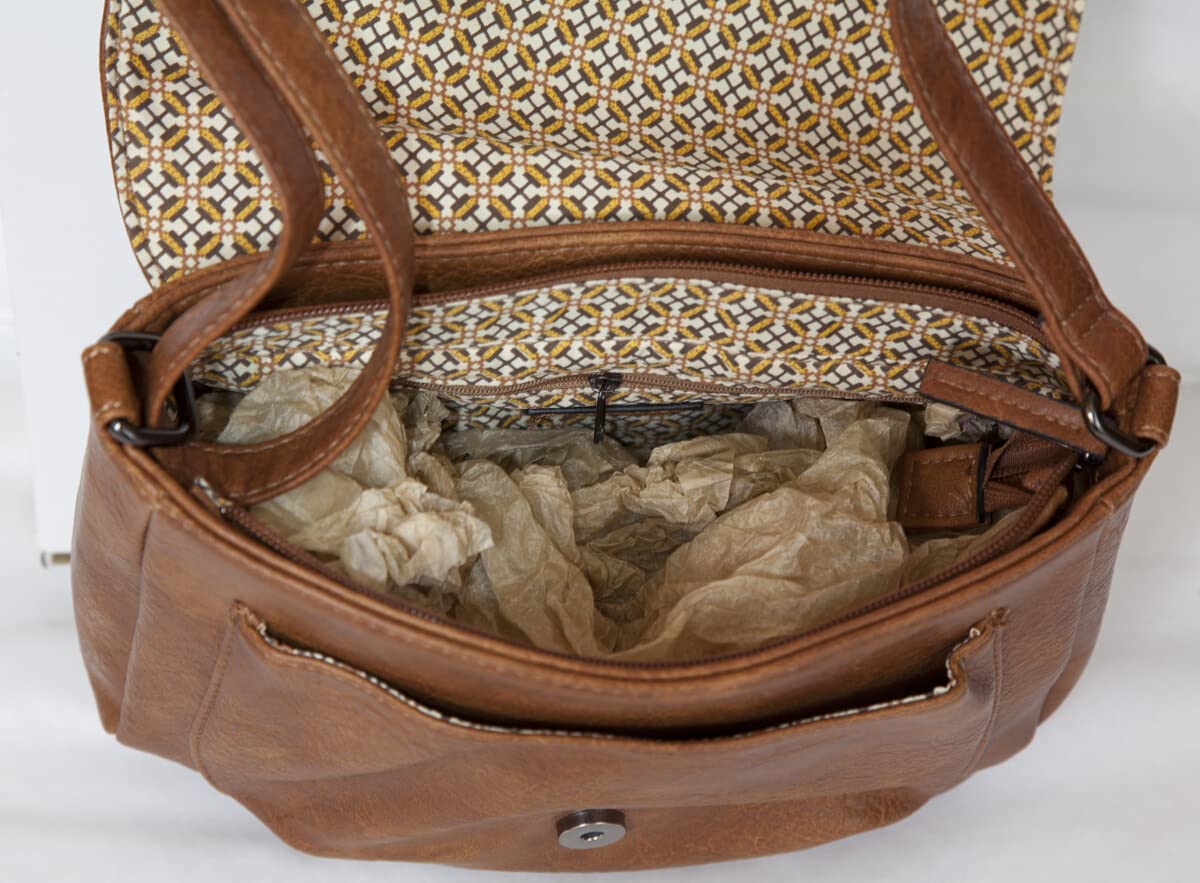 Bolso de mujer con correa de piel sintética y piel sintética, bolso de mano para mujer, bolso de mano, hombro 'Arian' ANCIEN PRIX 54,00 euros, marrón claro, Medium_
