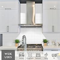 Vista 5 de HOMEART Azulejo cuadrado blanco para salpicaduras, 6 hojas autoadhesivas y brillantes para salpicaduras de pared para cocina, baño