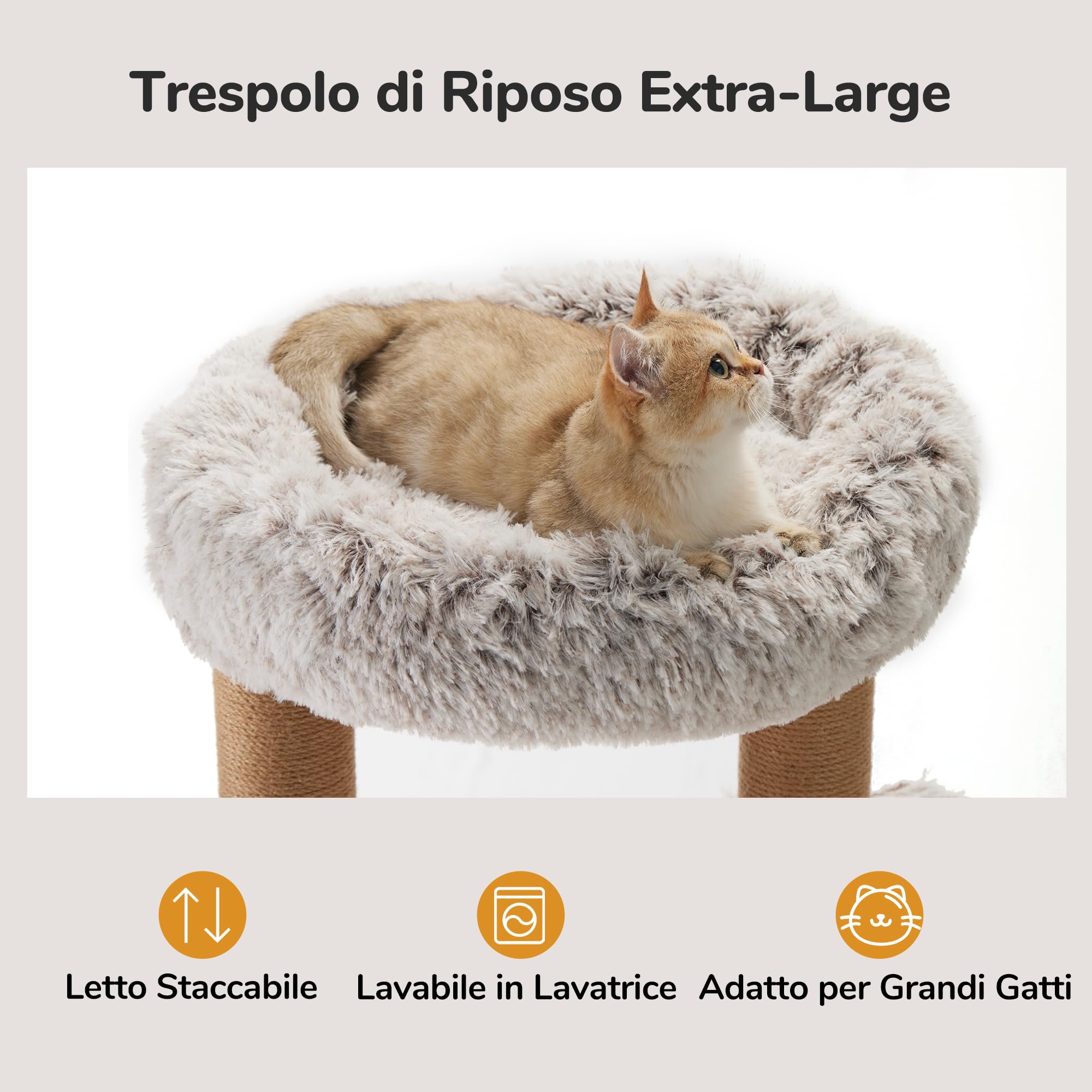 FUKUMARU Castello Tiragraffi per Gatto da parete(188CM) Albero Tiragraffi per Gatti Multilivelli Fatto in Legno di Massello e Iuta.Castello con Cuccia, Amaca,Trespolo,Piattaforme e Spazzola per Gatti.