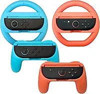 RAVEtone Kit com 4 Grips e Volantes para Nintendo Switch 2, Alças para Controle Joy-Con para Mario Kart World/8, Design Ergonômico de Luxo Antiderrapante, Acessórios para Festas Em Família