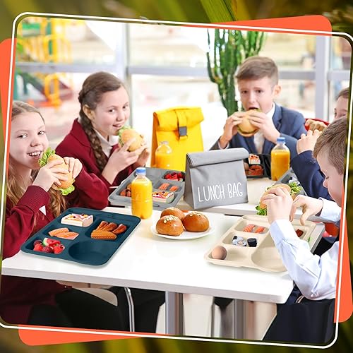 Miniatura 7 de Tioncy 20 platos divididos grandes de paja de trigo de 14.2 pulgadas para adultos, bandejas irrompibles para el almuerzo para niños con