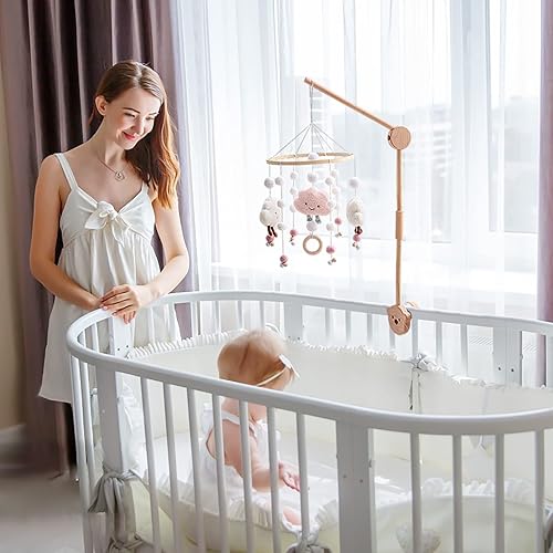 Miniatura 6 de Brazo móvil para cuna HBM - Brazo móvil giratorio de madera para cuna de 28 a 33 pulgadas, colgador móvil para bebé, decoración de guardería,