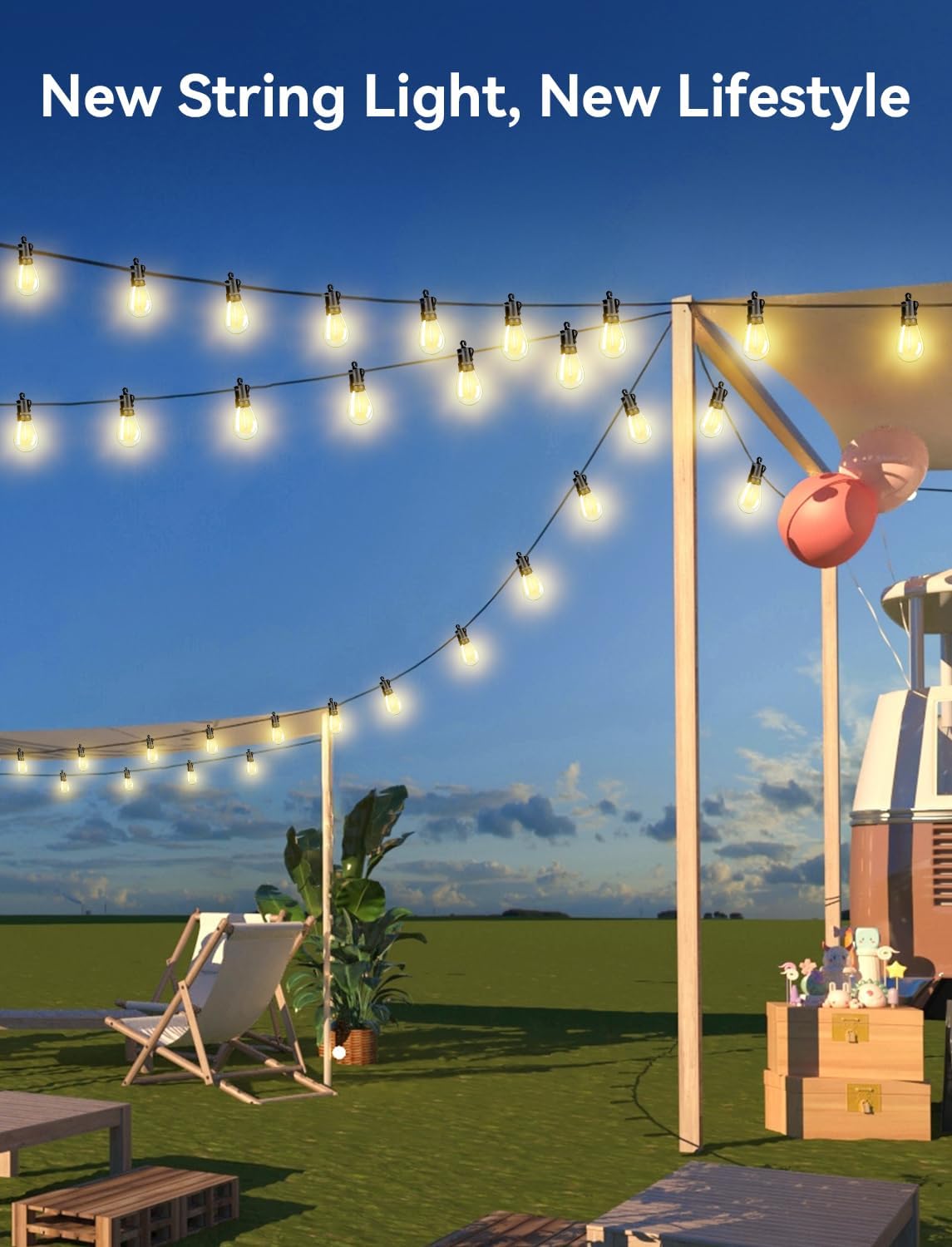 Brightever Solar Powered Outdoor String Lights with Remote, 27FT Commercial Grade Waterproof Solar Patio Lights, 12+1 Shatterproof LED Bulbs 3 Lighting Modes, Dimmable Solar Lighting for Outside