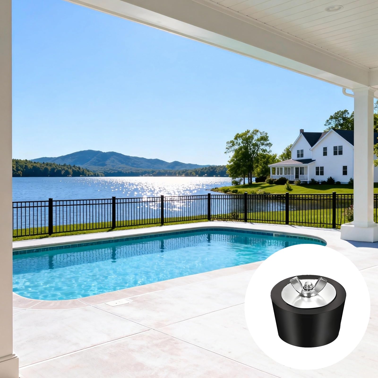 Lot de 2 Bouchons d’hivernage pour Piscine, 63 mm / 2,5 po, Bouchon d’Expansion en Caoutchouc, avec boulons en Acier Inoxydable, pour Piscine Hors Sol, Spa, Bain à remous