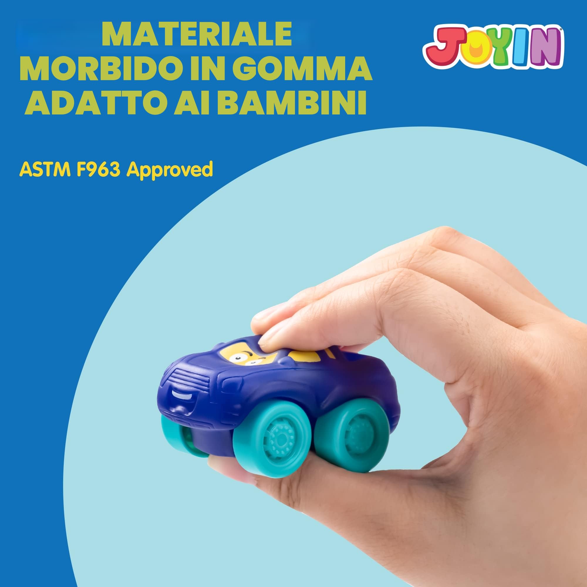 JOYIN 16 Pezzi Macchinine dei Cartoni Animati, Set di Macchinine in Gomma Morbida, Mini Veicoli Giocattolo, Macchinina da Bagno per Bambini Piccoli, Regalo per Compleanno di Ragazzi e Ragazze