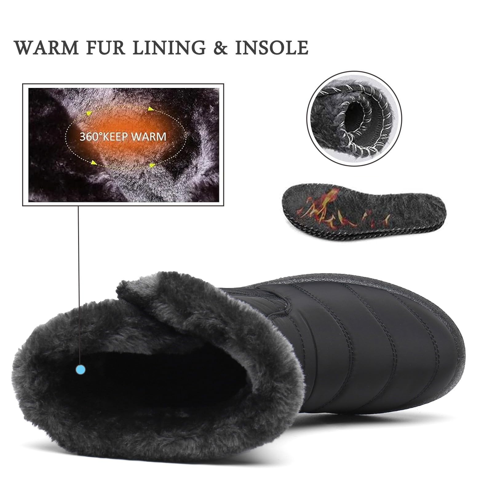 Hsyooes Stivali Donna Invernali Stivaletti Moda Stivali da Neve Foderato Caldo Scarpe da Inverno Impermeabili