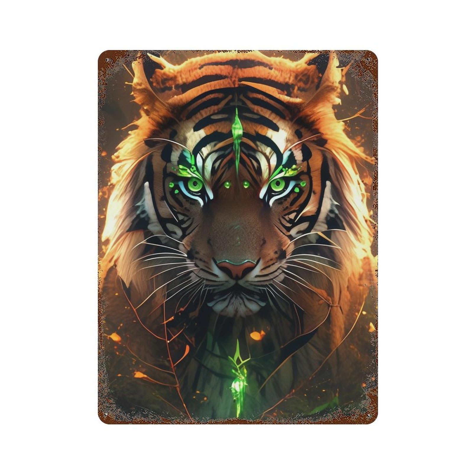 Tiger Fantasy Artwork-2 15.7"x11.8" Retro Metal Sign, Vintage Wall Decor for Garage, Bar And Workshop Decor