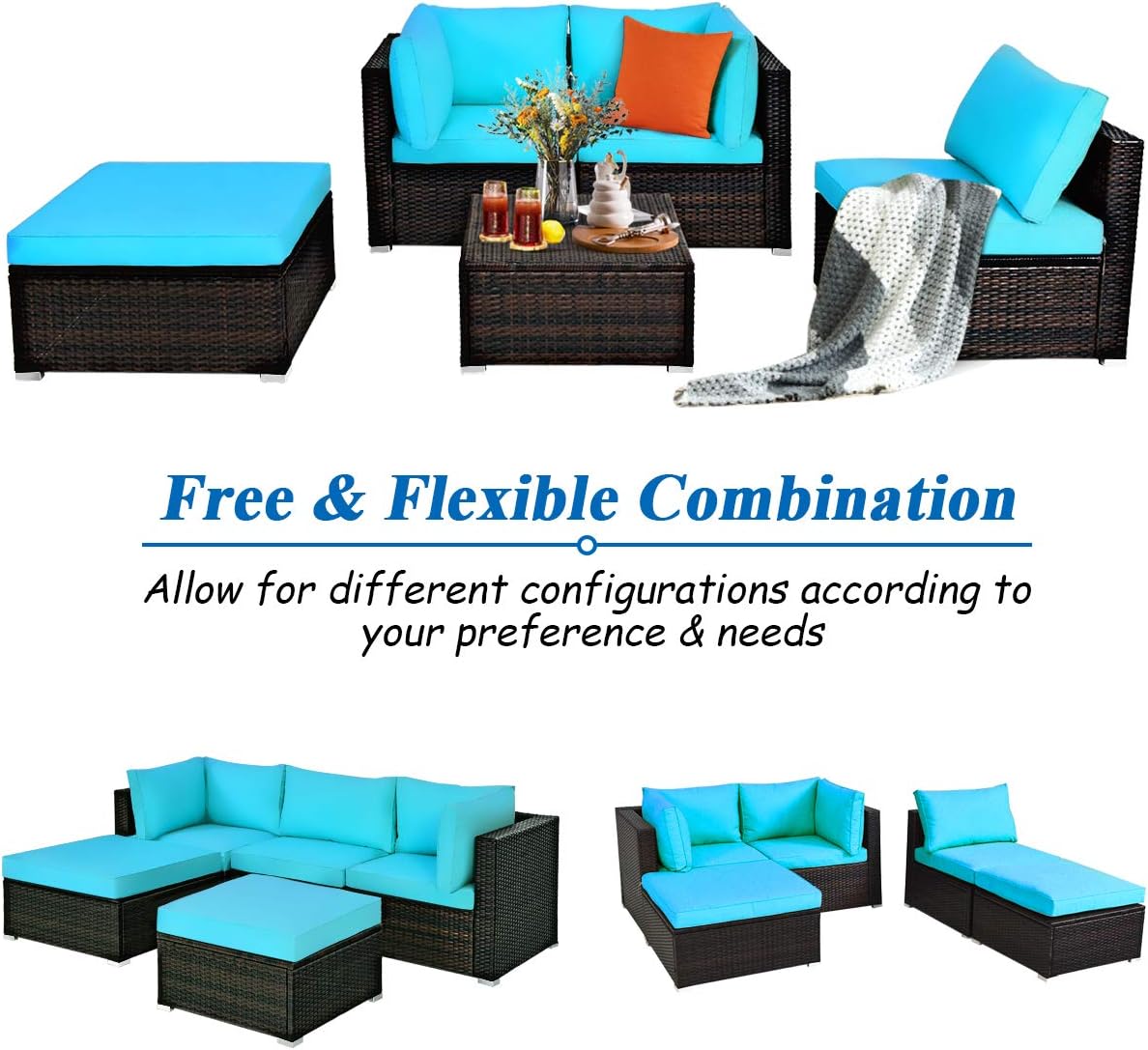 Various configurations of the patio furniture set