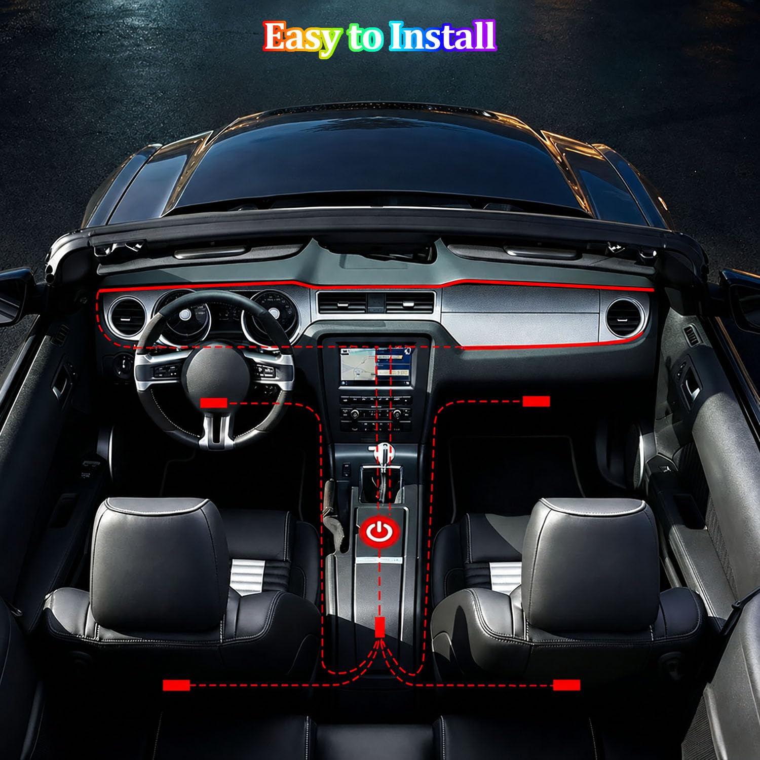 Luci LED per interni auto, Illuminazione ambientale per auto con controllo APP, Luci interne per auto RGB 6 in 1, Kit luci per atmosfera auto con sincronizzazione musicale Dynamic Dreamcolor Chasing