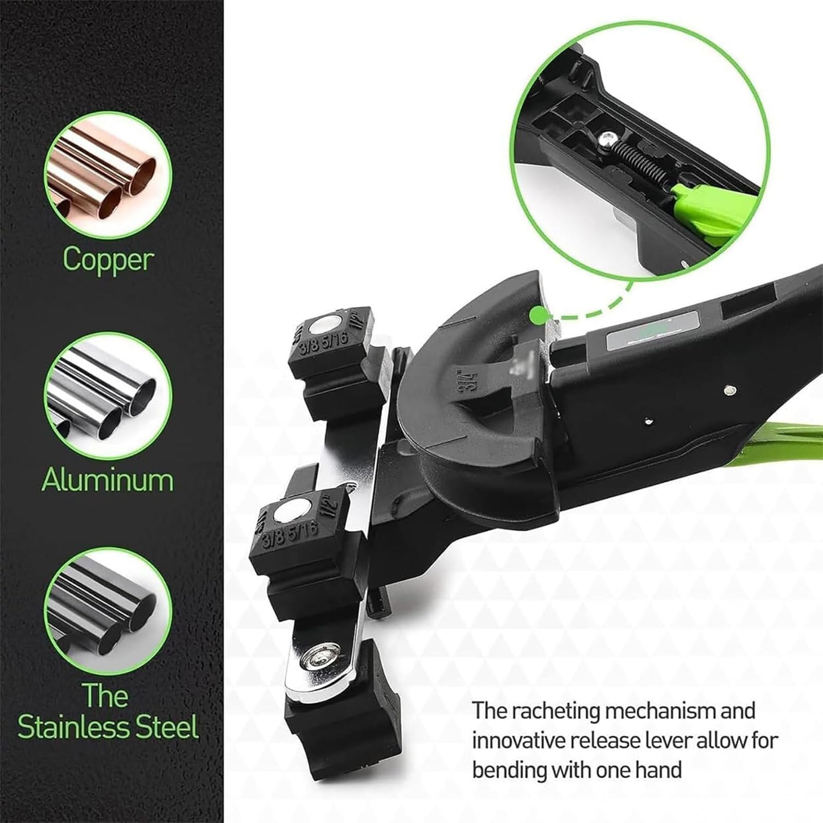 Zestaw gięcia rur z ręczną giętarką rur miedzianych i aluminiowych,1/4"-7/8" HVAC grzechotka gięcia rur miedzianych zestaw narzędzi 90° gięcie z 7 matrycami naprawy lodówek i klimatyzatorów