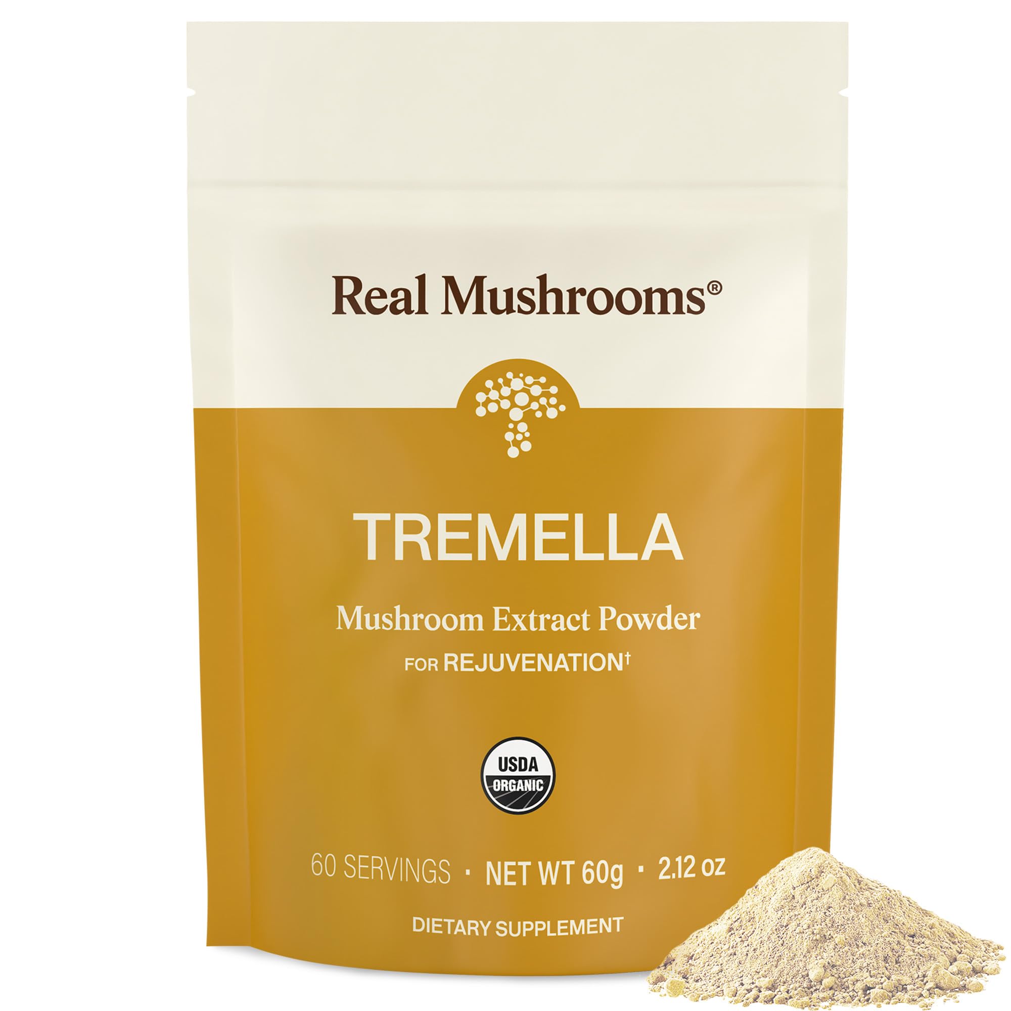 Real Mushrooms Tremella Mushroom Powder – Organic Tremella Extract from Fruiting Body – for Daily Wellness Routine – Vegan, Non-GMO, No Fillers – 60 Servings Mushroom Blend Supplements