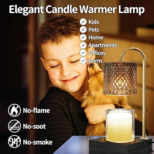 Miniatura 4 de Lámpara calentadora de velas, lámpara de cera con 2 bombillas, temporizador y regulador de intensidad de 7 niveles, se adapta a velas de tarro de