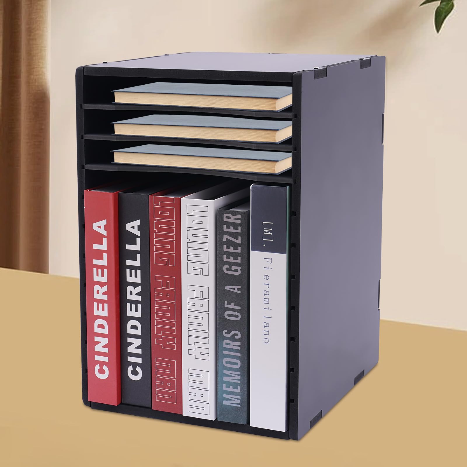 Contenitore verticale a 11 scomparti, formato DIN A4, per ufficio, casa, scuola, scrivania nera