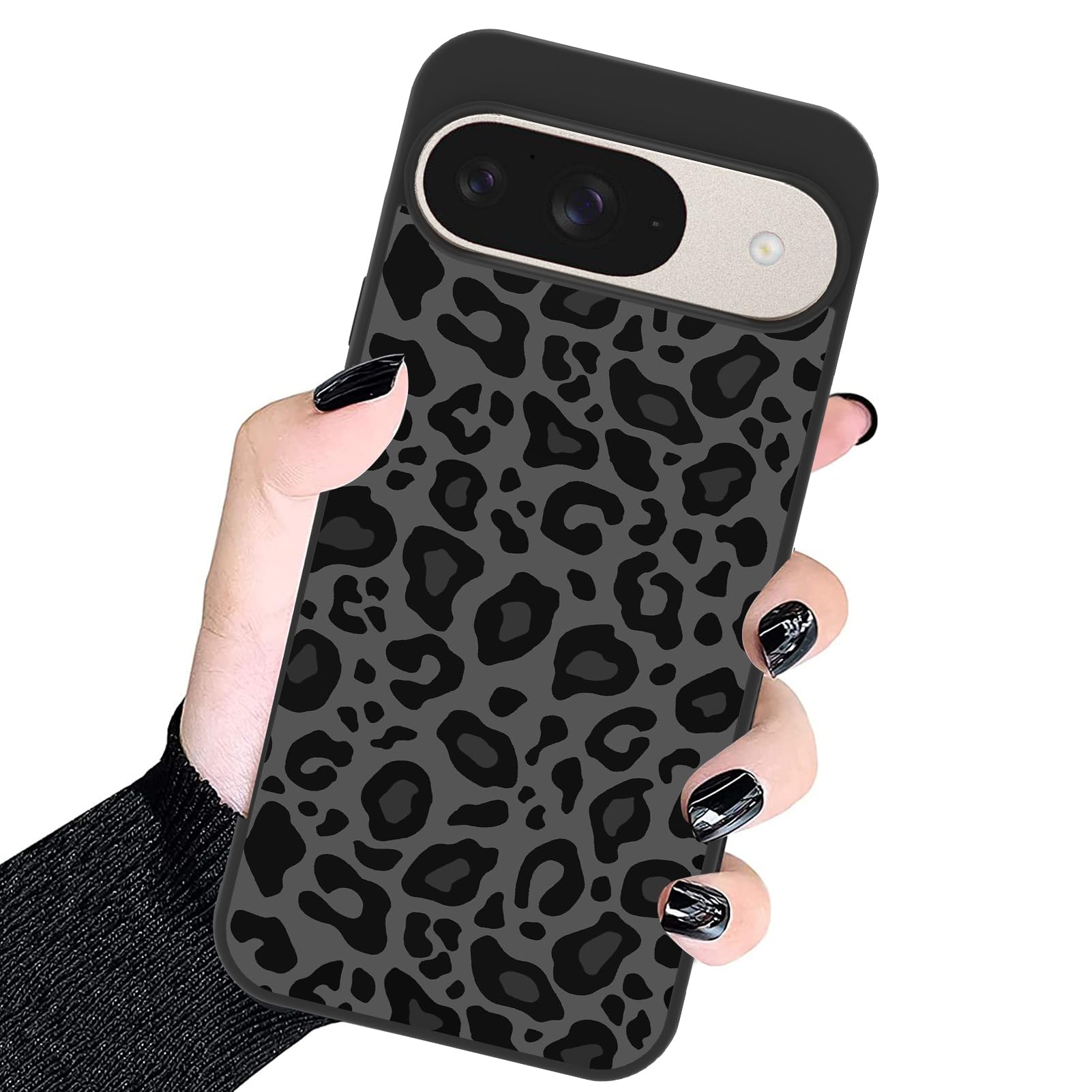 KANGHAR Case Compatible with Google Pixel 9,Black Leopard Design,Tire Texture Non-Slip +Shockproof Rugged TPU Protective Case for Pixel 9 Pro-Leopard