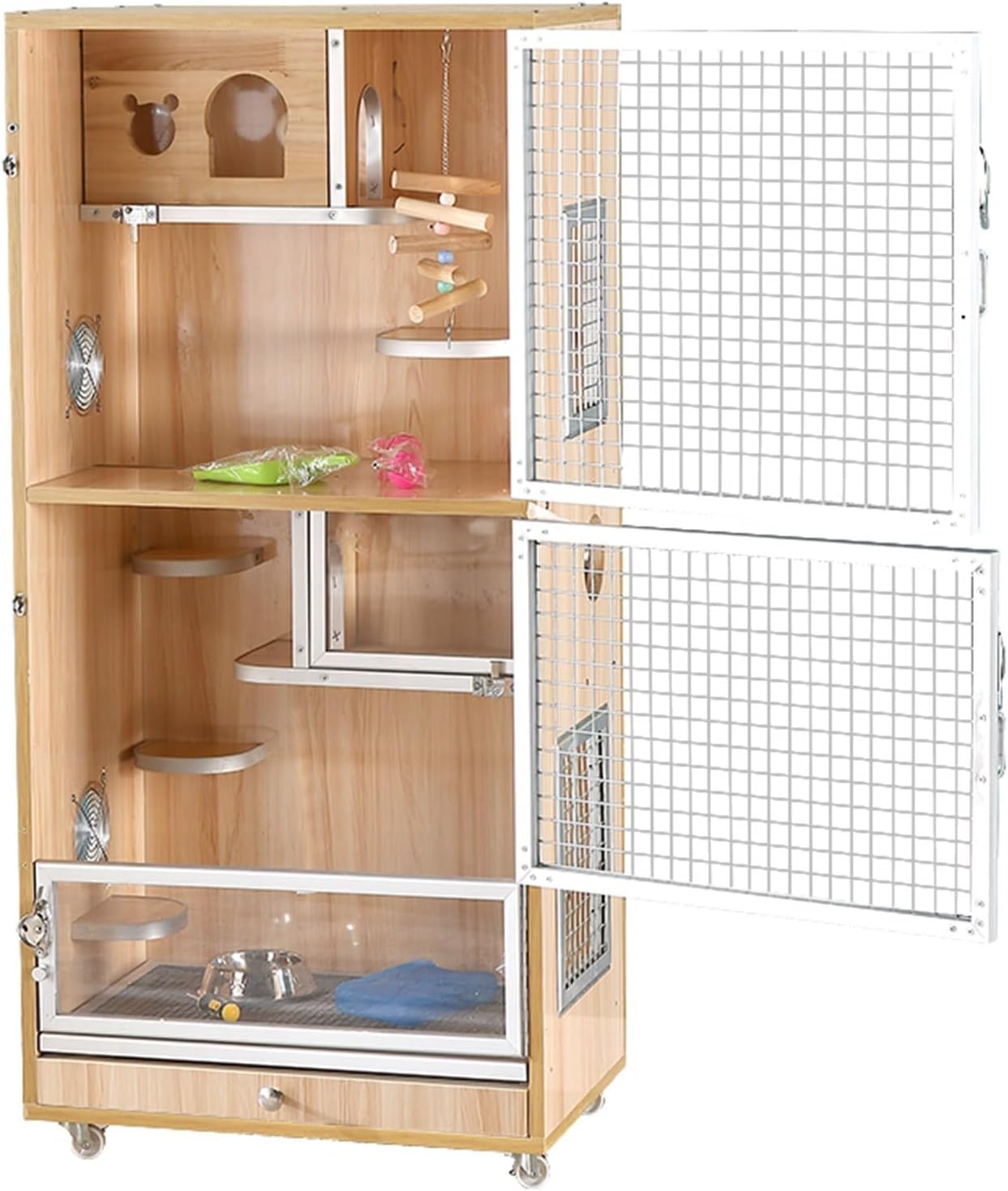 Frettchenkäfig - Chinchillakäfig, Haustierschrank, Chassis, Schublade, Warmer Winter- und kühler Sommer-Kletterkäfig, Eichhörnchenkäfig, Heime für Haustiere, Kleintierkäfig für Erwachsene Ra