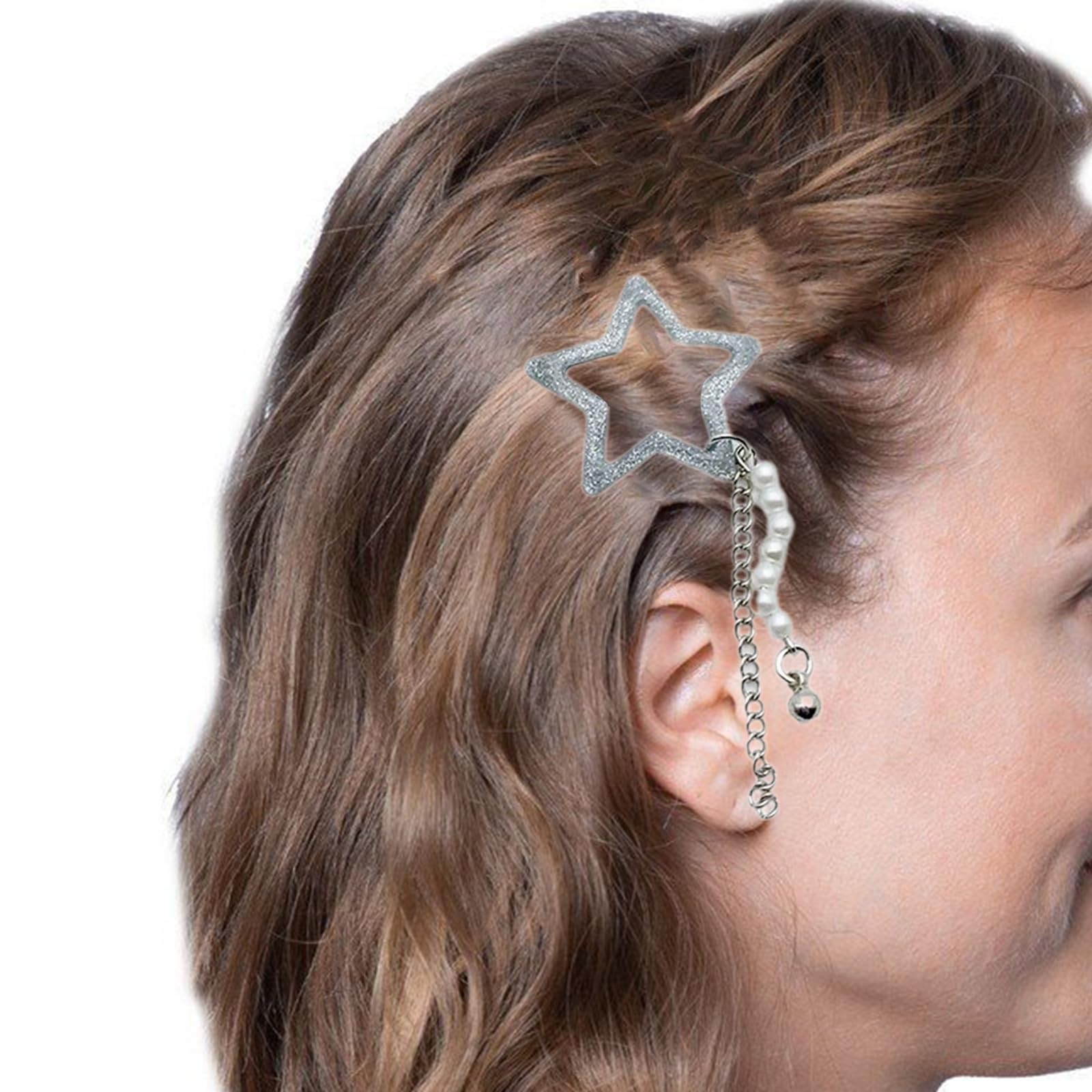 Amazon.co.jp: 2個 シルバーカラー 星型 ヘアクリップ 女性用 女の子