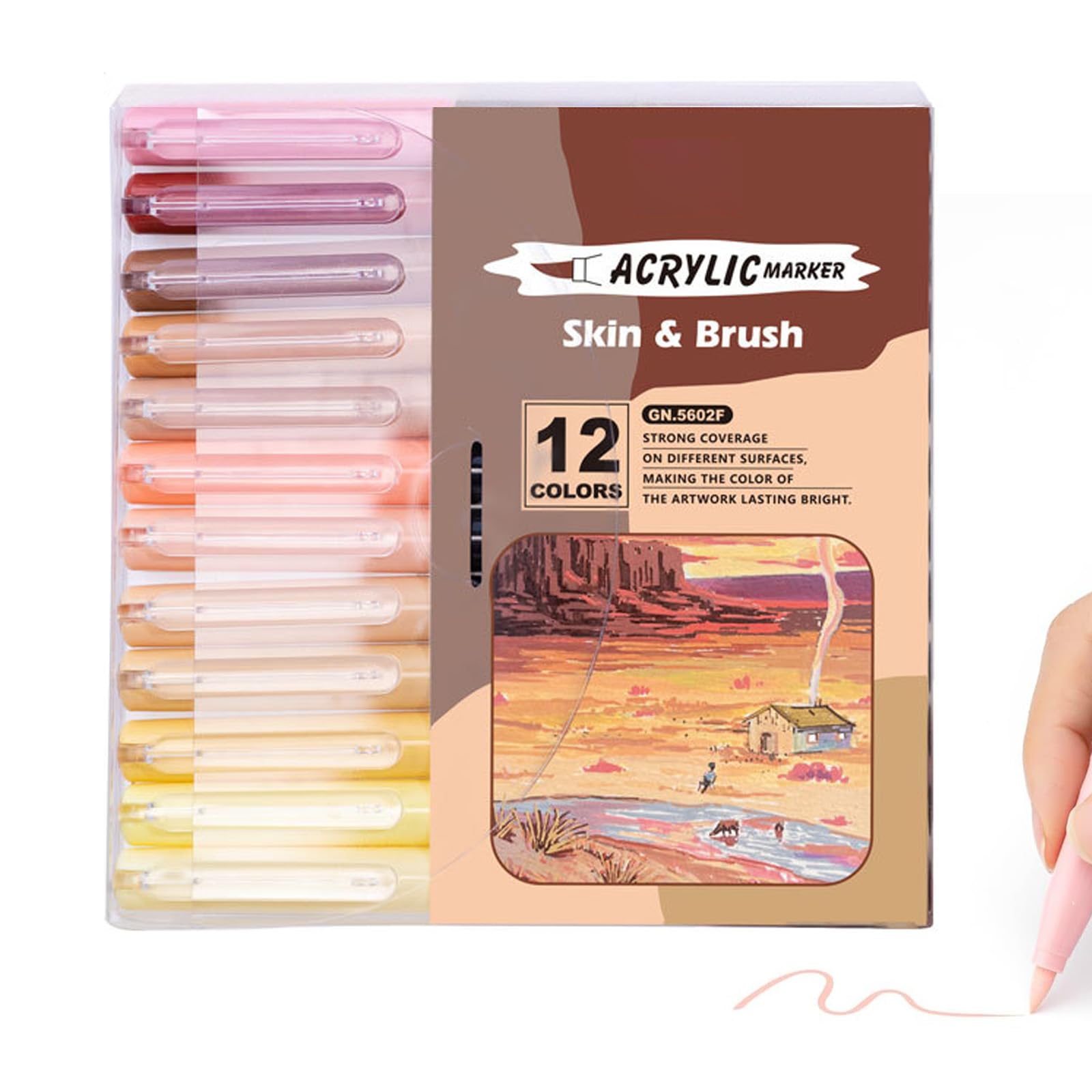 SANTUO Skin Colour Acrylic Pens,Skin Tones Acrylic Paint Pens 12 Colors