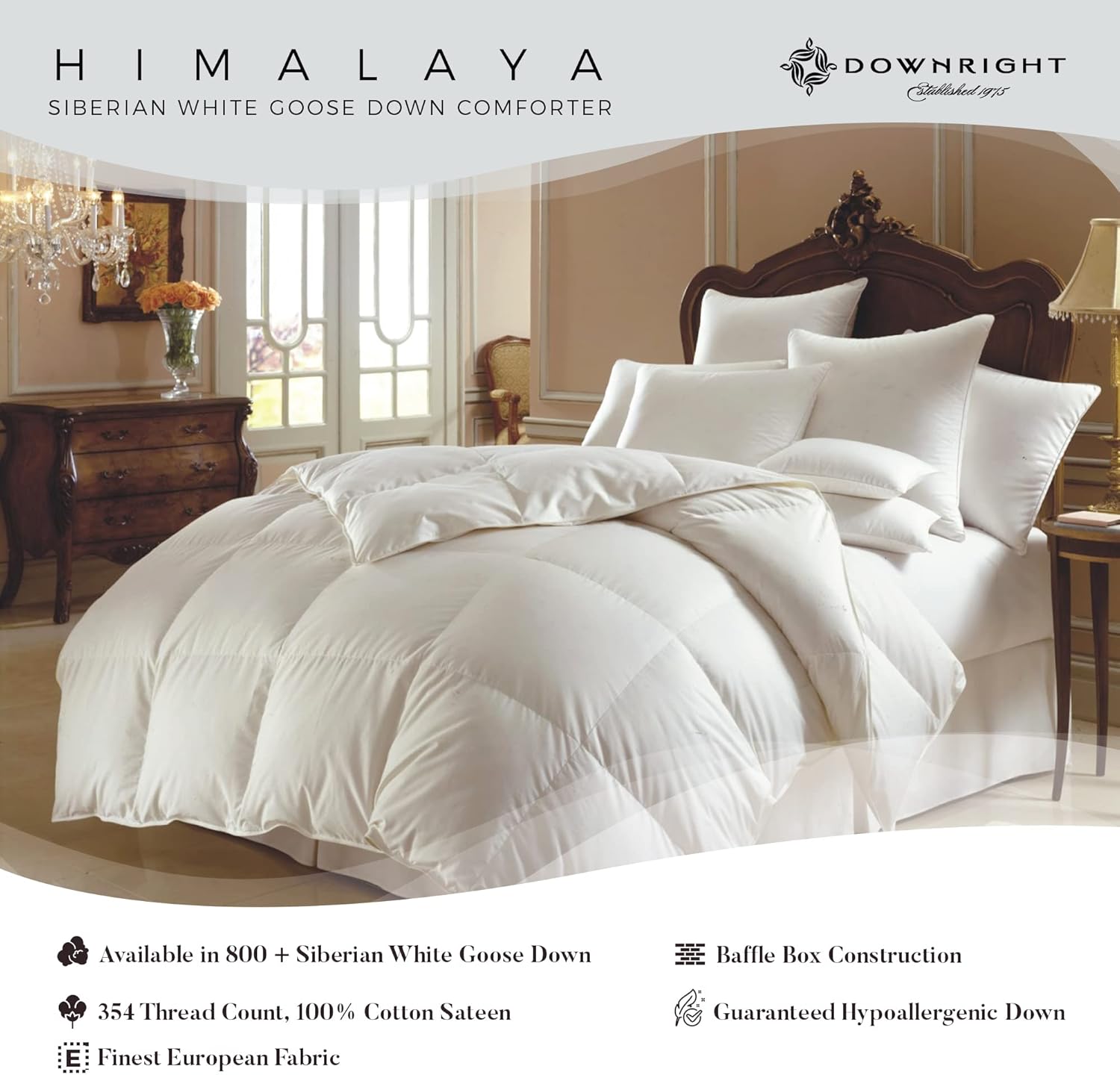 Downright 354 Thread Count 45 oz Himalaya Comforter, 86" x 86", Queen 86 x 86