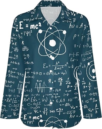 Physical Mathematics Science Formula - Camisa de manga larga para mujer, con estampado de botones, blusas casuales