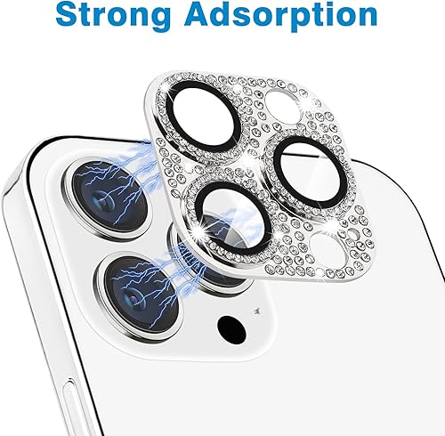 Miniatura 3 de para iPhone 13 Pro y iPhone 13 Pro Max Protector de Lente de Cámara, Cubierta de Cámara de Vidrio Templado 9H con Diamantes de Rinón 3D Brillantes