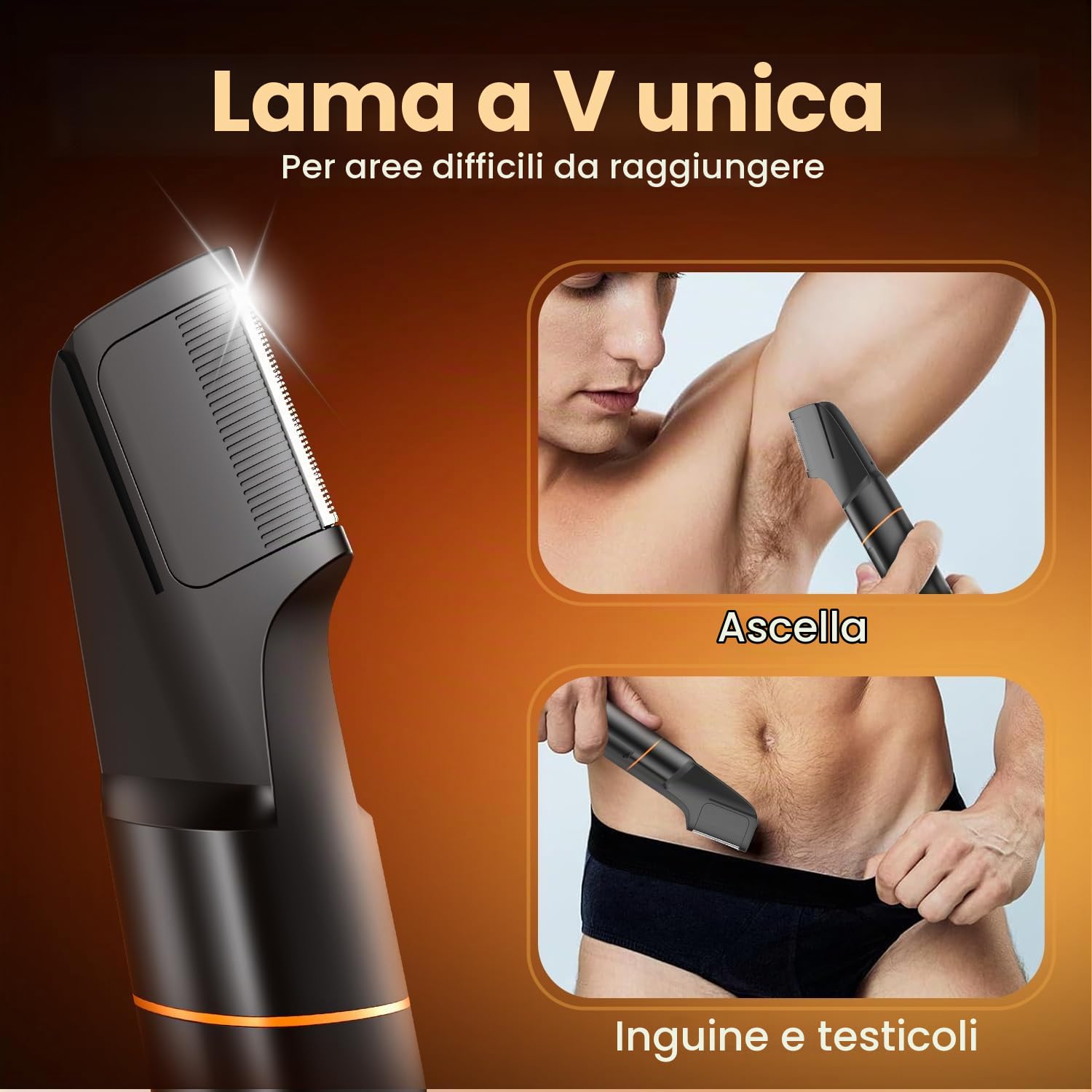 MAXGROOM 4 in 1 Rasoio Elettrico Corpo Uomo Kit (Nero, L)