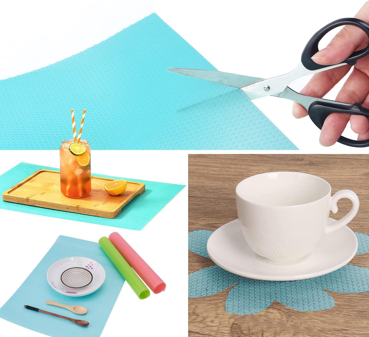 LATRAT 10 Fridge Mats, Colourful Moisture, Can Be Cut to Size, Silicone Fridge Pads, Place Mats for Family 45 x 29 cm, Transparent 10 - Image 4