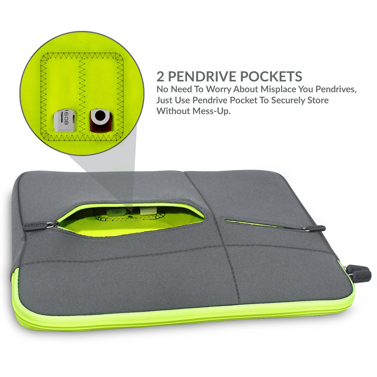 AirCase Premium Laptop Bag with 6 Pockets fits Upto 15.6" Laptop/MacBook, Wrinkle Free, Padded, Waterproof Light Neoprene case Cover Sleeve Pouch, for Men & Women, Grey- 6 Months Warranty 28 71Xj8PJS+JL. SL1500