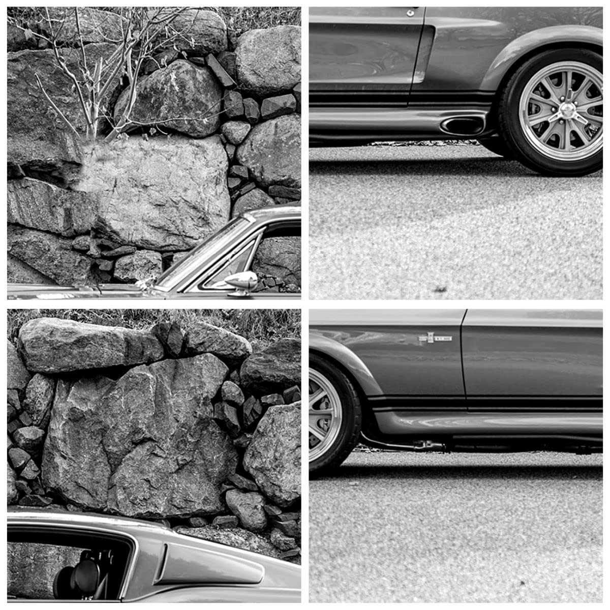 Cuadro Póster Marco Negro 61x91 cm Blanco y Negro Coches - 5011 - P2B