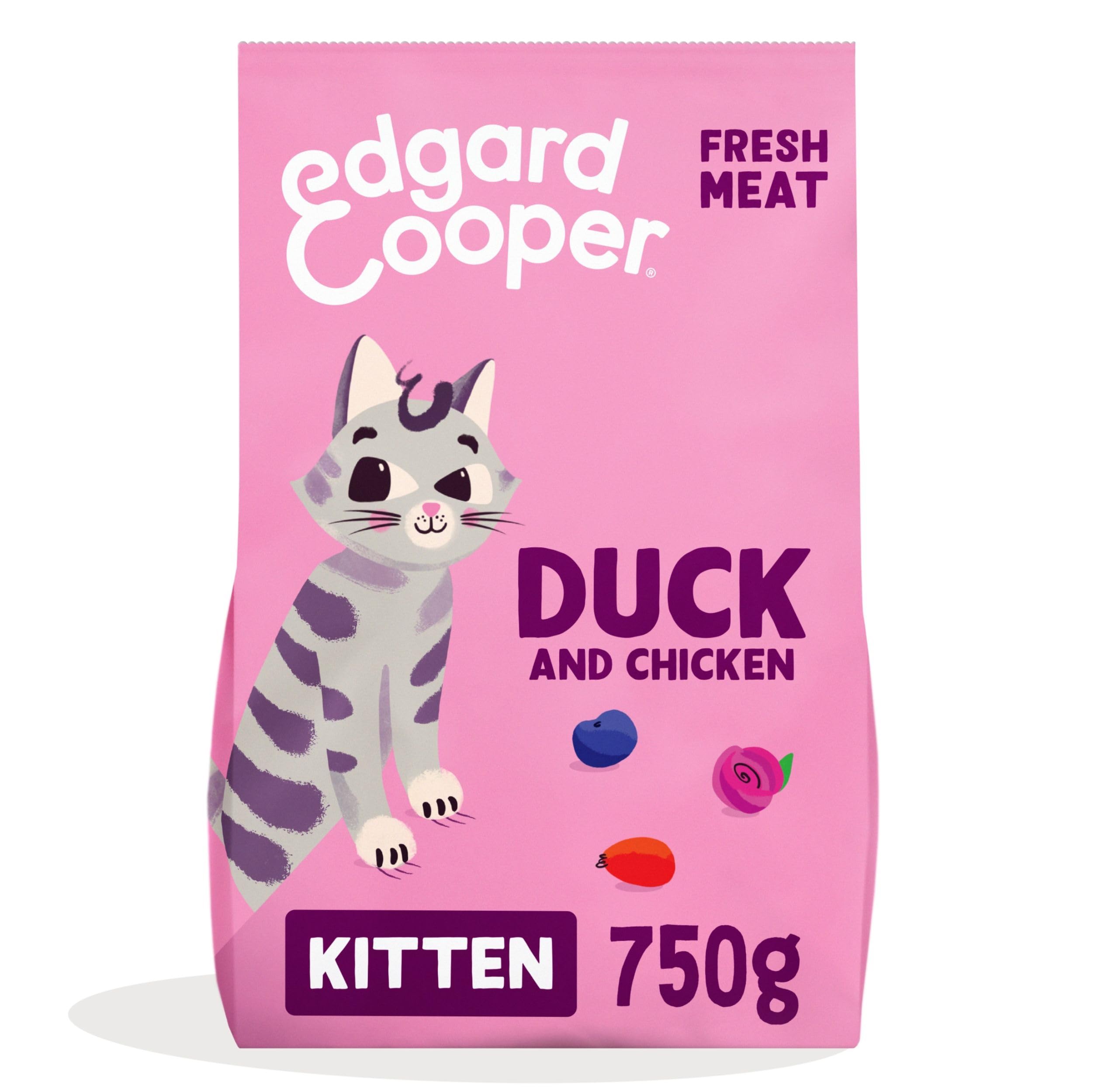 Edgard Cooper Kitten Grain Free Dry Cat Food, DuckChicken 750g, Natural Cat Kibble for Puppies with Fresh Meat Amino Acids, GlutenFree, High Protein, No Added Sugar