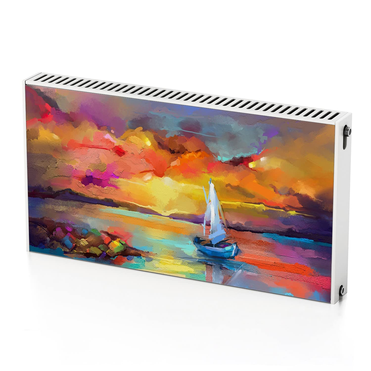 Aimant de radiateur 110x60 cm Coloray décoratif motif bateau en mer pour habillage de chauffage