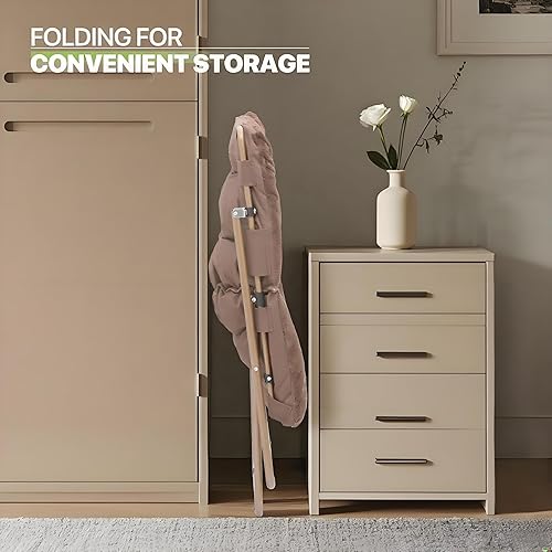 Miniatura 58 de Magshion Silla platillo plegable con otomana para adultos, cómodo asiento de lectura, asiento de piel sintética con marco de metal acolchado grueso