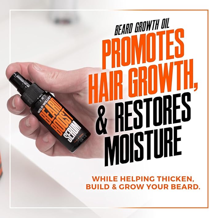 Wild Willies Beard Growth Serum with Biotin & Caffeine – Naturally Powerful, Full, Thick, Masculine Facial Hair Treatment Infused with Biotin and Caffeine for Men