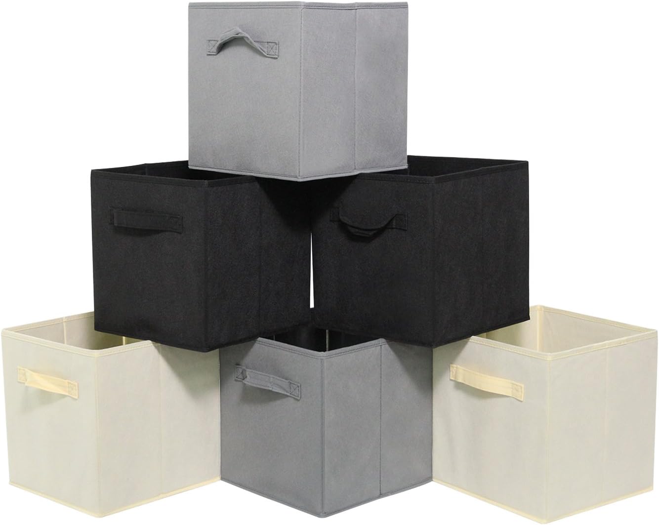 Storage Cubes with Double Handles Set of 6 Foldable Nonwoven Collapsible Storage Bins for Shelf Closet or Underbed Nonwoven Storage Bins for Clothes or Kids Toy Storage Unit