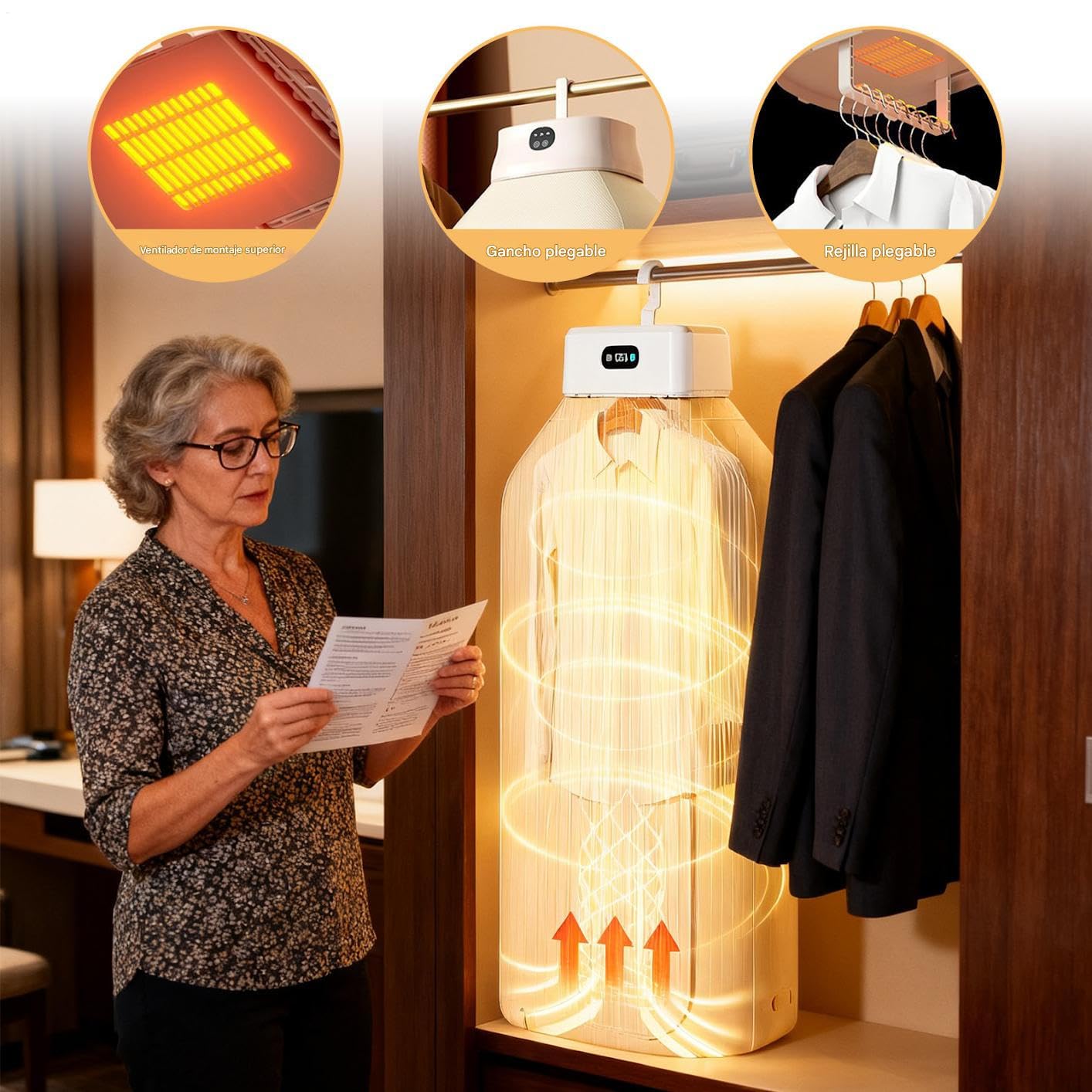 Secadora de Ropa Portátil | Secado Rápido Plegable y Silenciosa - Secadora De Ropa Portátil De 400 Vatios - Para Toallas Camisas Prendas Apartamentos Residencias Autocaravanas Viajes Hogares
