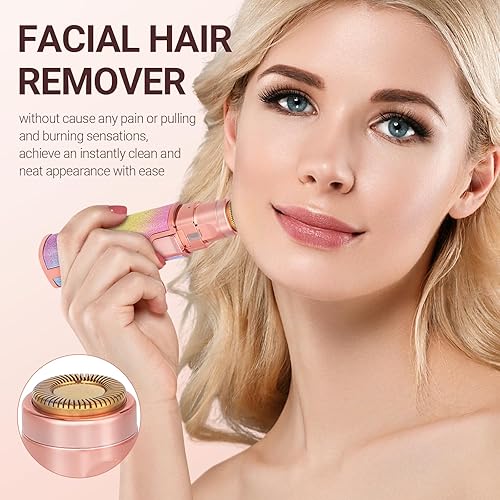 Miniatura 2 de YLYYCC Depilación facial para mujeres, afeitadora eléctrica 2 en 1 y recortadora de cejas, herramienta de eliminación de cera de oídos con caja de