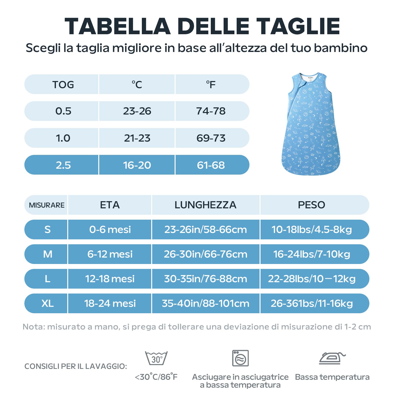 ToyaTec Sacco Nanna Bebé 2.5 Tog Super Morbido in Viscosa di Bambù, Sacco Nanna in Fibra di Bambù per Neonati, Coperta da Letto Autunno-Inverno