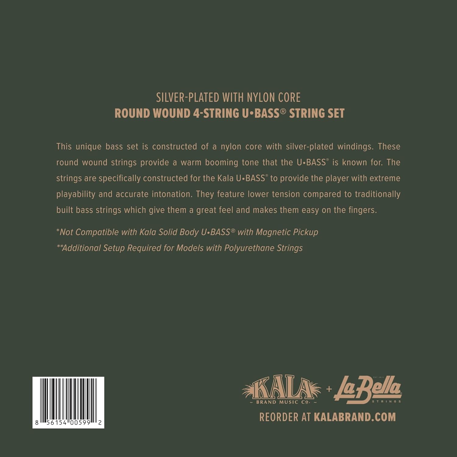 Kala Metal Round Wound U•BASS® Strings