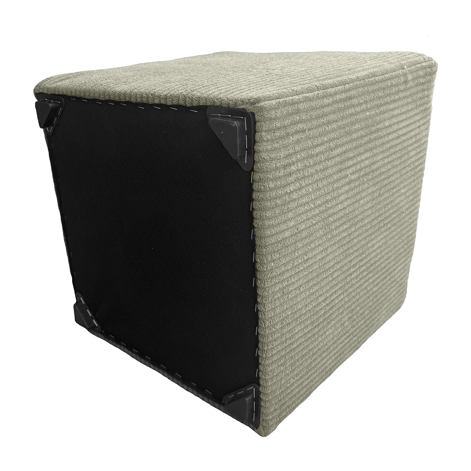 Hocker Wohnzimmer Sitzhocker - Quadratisch 40 x 40 cm - Sofahocker - Dünner Cord Ecru